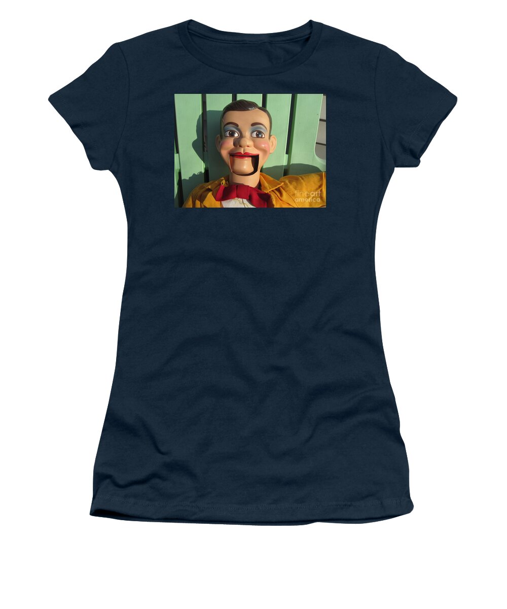 Jerry Mahoney Women's T-Shirt featuring the photograph Jerry Mohoney Ventriloquist Puppet Doll by Deborah A Andreas