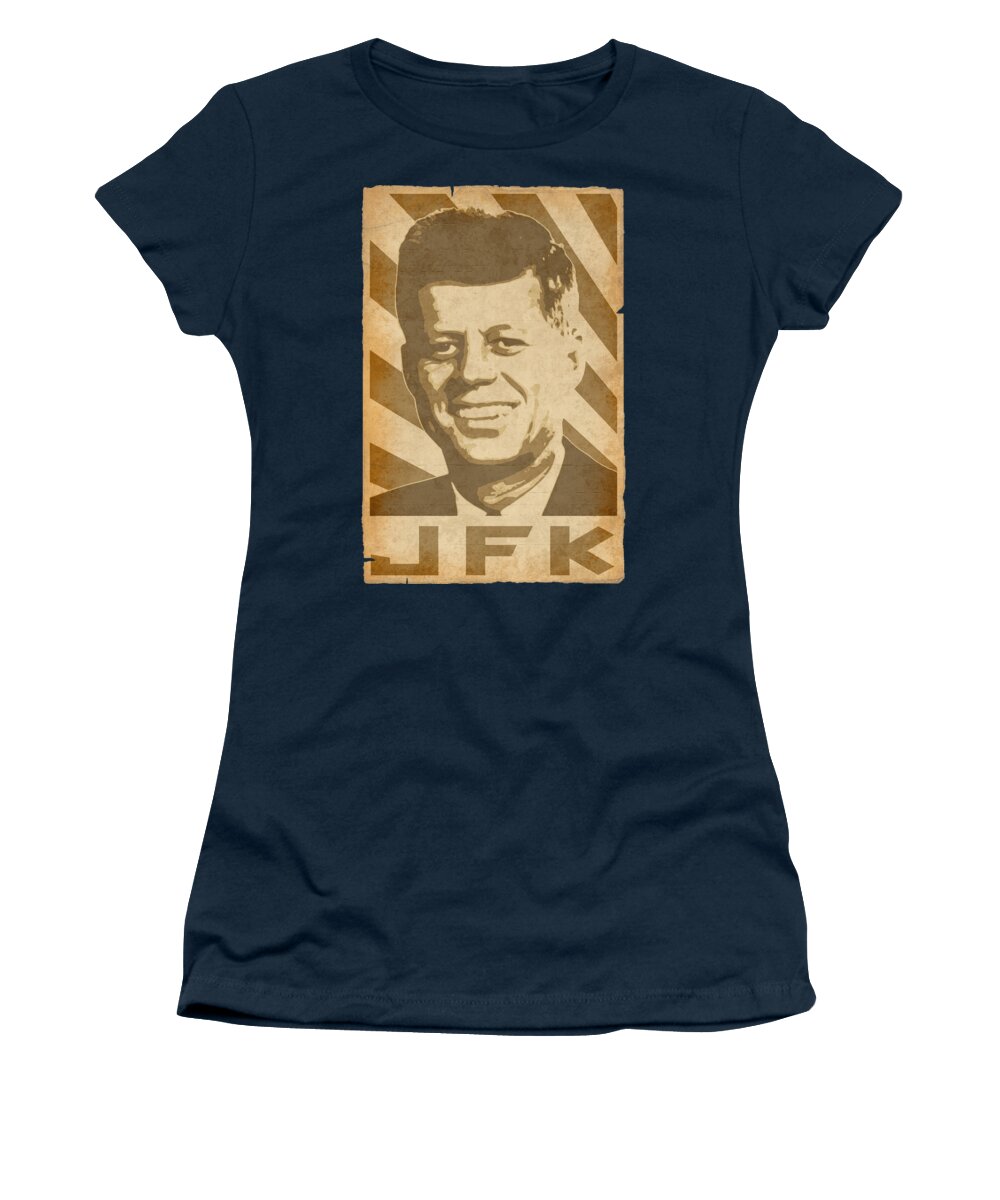 Jfk Women's T-Shirt featuring the digital art JFK Retro Propaganda by Filip Schpindel