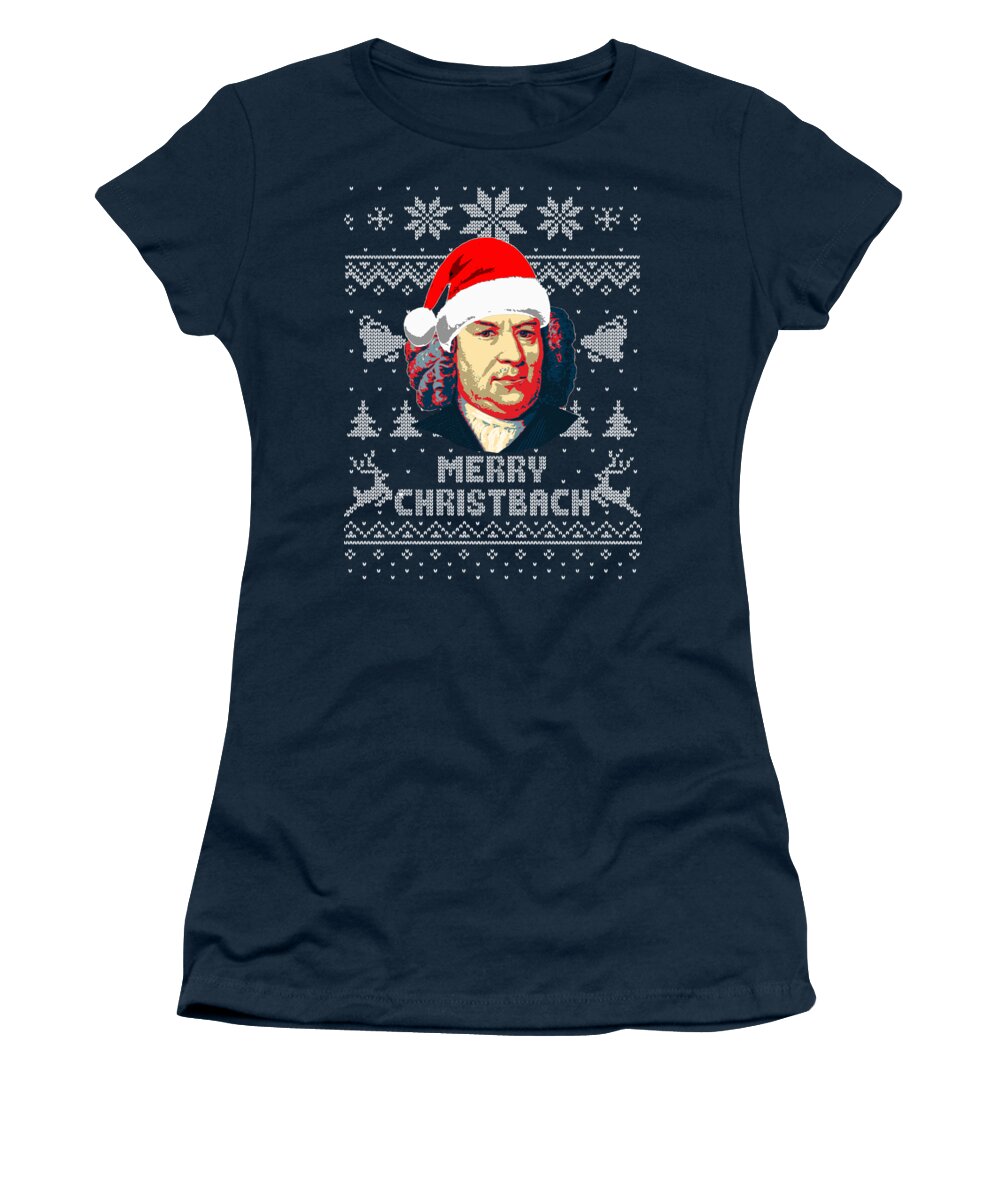 Santa Women's T-Shirt featuring the digital art Johann Sebastian Bach Merry Christbach by Filip Schpindel