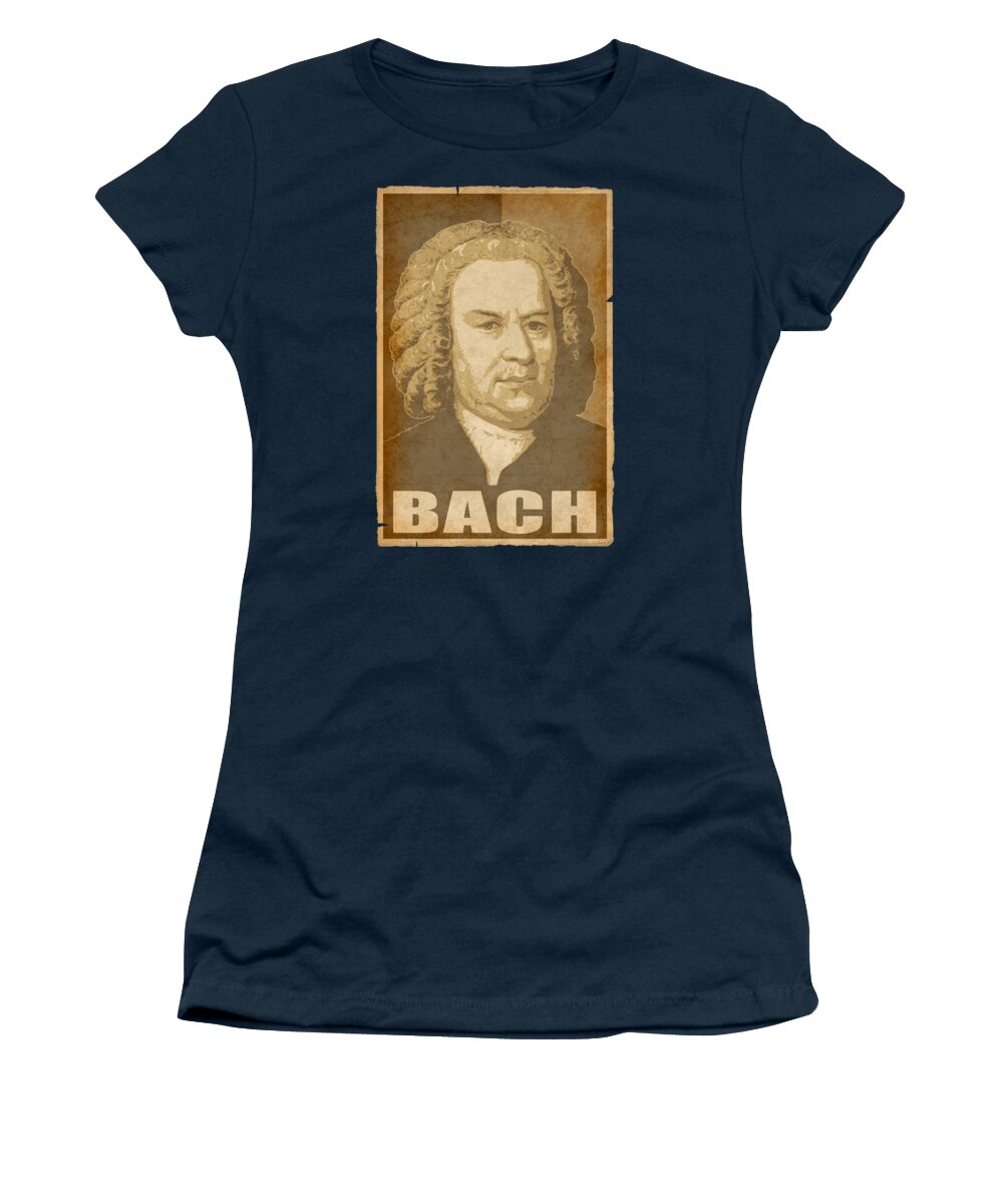 Johann Women's T-Shirt featuring the digital art Johann Sebastin Bach Propagand pop art by Megan Miller