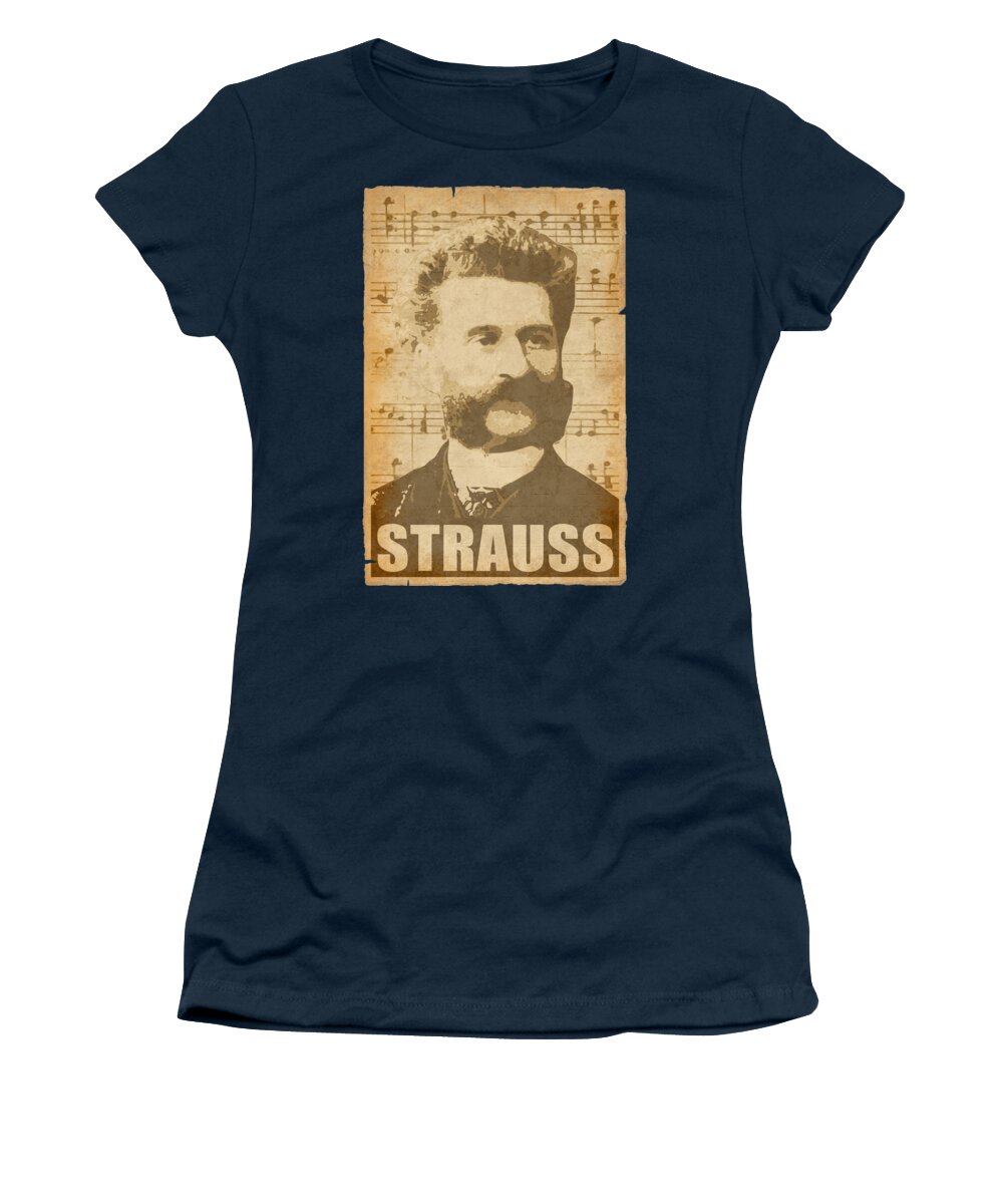 Johann Women's T-Shirt featuring the digital art Johann Strauss II musical notes by Filip Schpindel