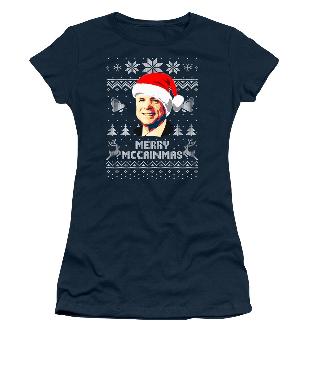 Santa Women's T-Shirt featuring the digital art John McCain Merry McCainmas by Megan Miller