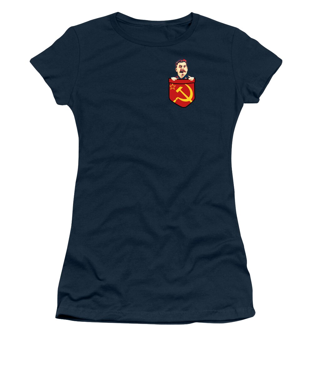 Cuba Women's T-Shirt featuring the digital art Joseph Stalin Communism Chest Pocket by Filip Schpindel