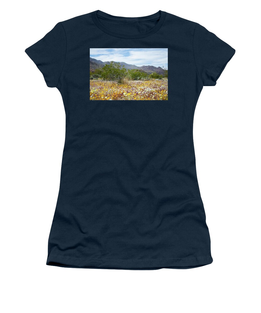 Gold Poppy Women's T-Shirt featuring the photograph Joshua Tree Desert Wildflowers by Kyle Hanson