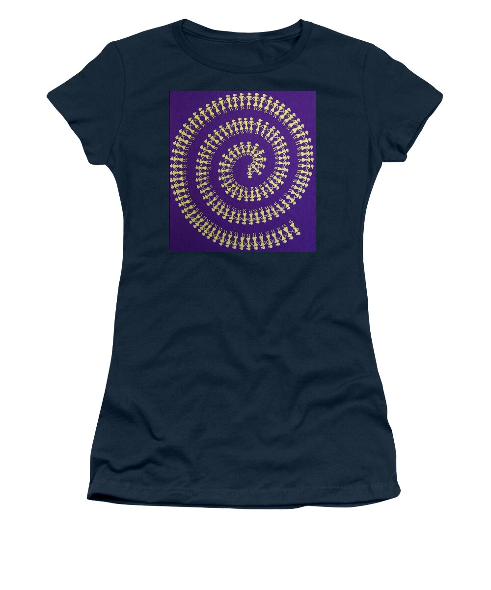 Violet Women's T-Shirt featuring the painting Joy - Violet Gold by Bnte Creations