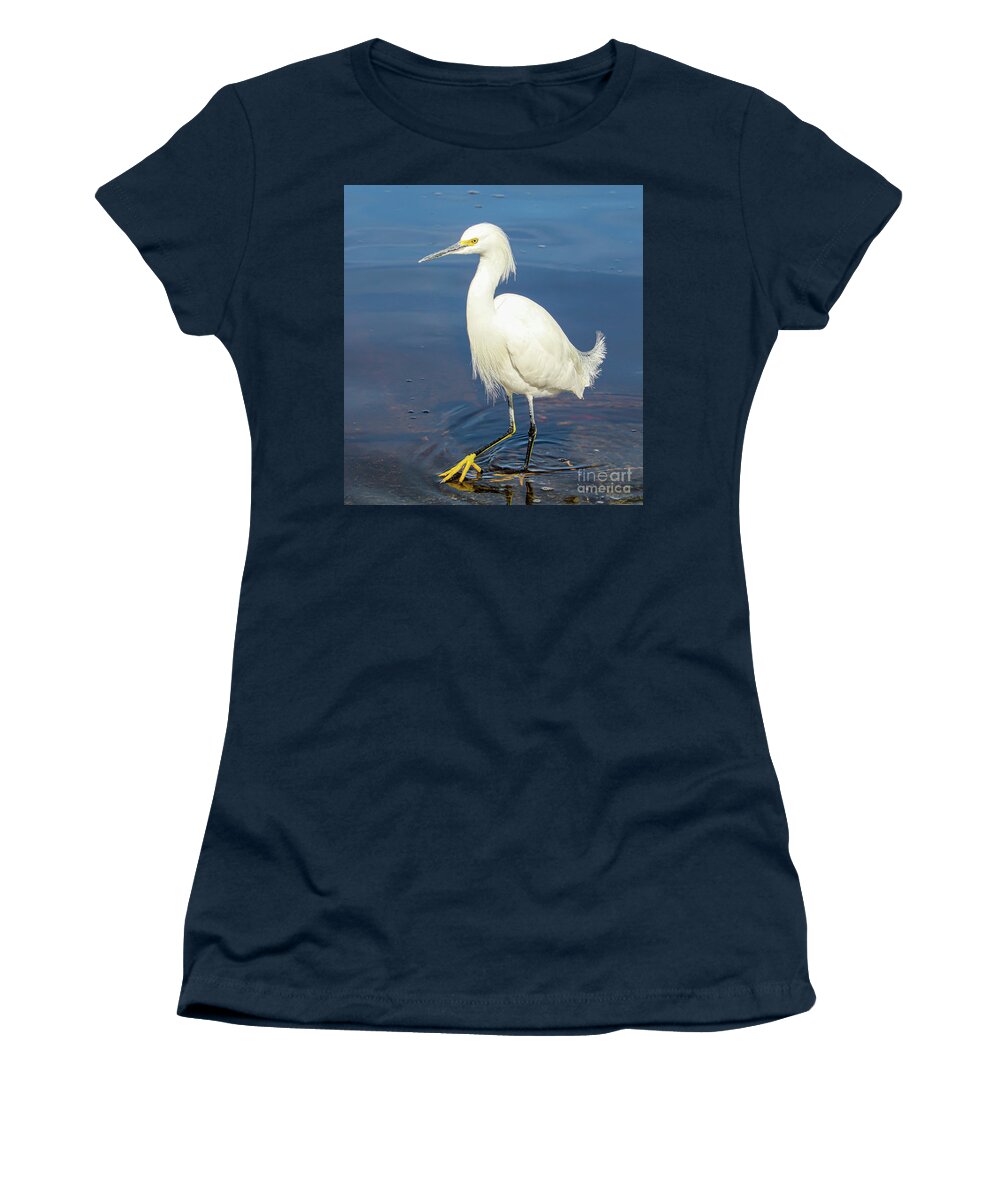 Snowy Egret Women's T-Shirt featuring the photograph Jump in... the Water is Warm by Joanne Carey
