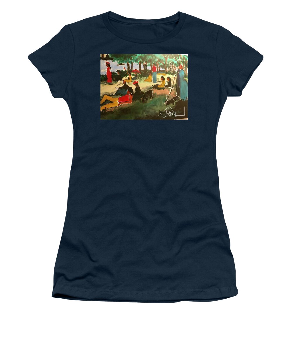  Women's T-Shirt featuring the painting Juneteenth by Angie ONeal