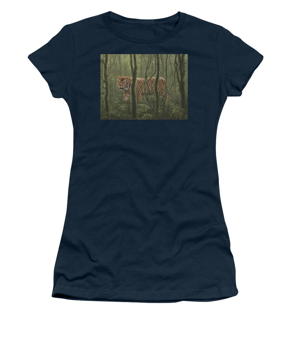 Tiger Women's T-Shirt featuring the painting Jungle Cat by Guy Crittenden