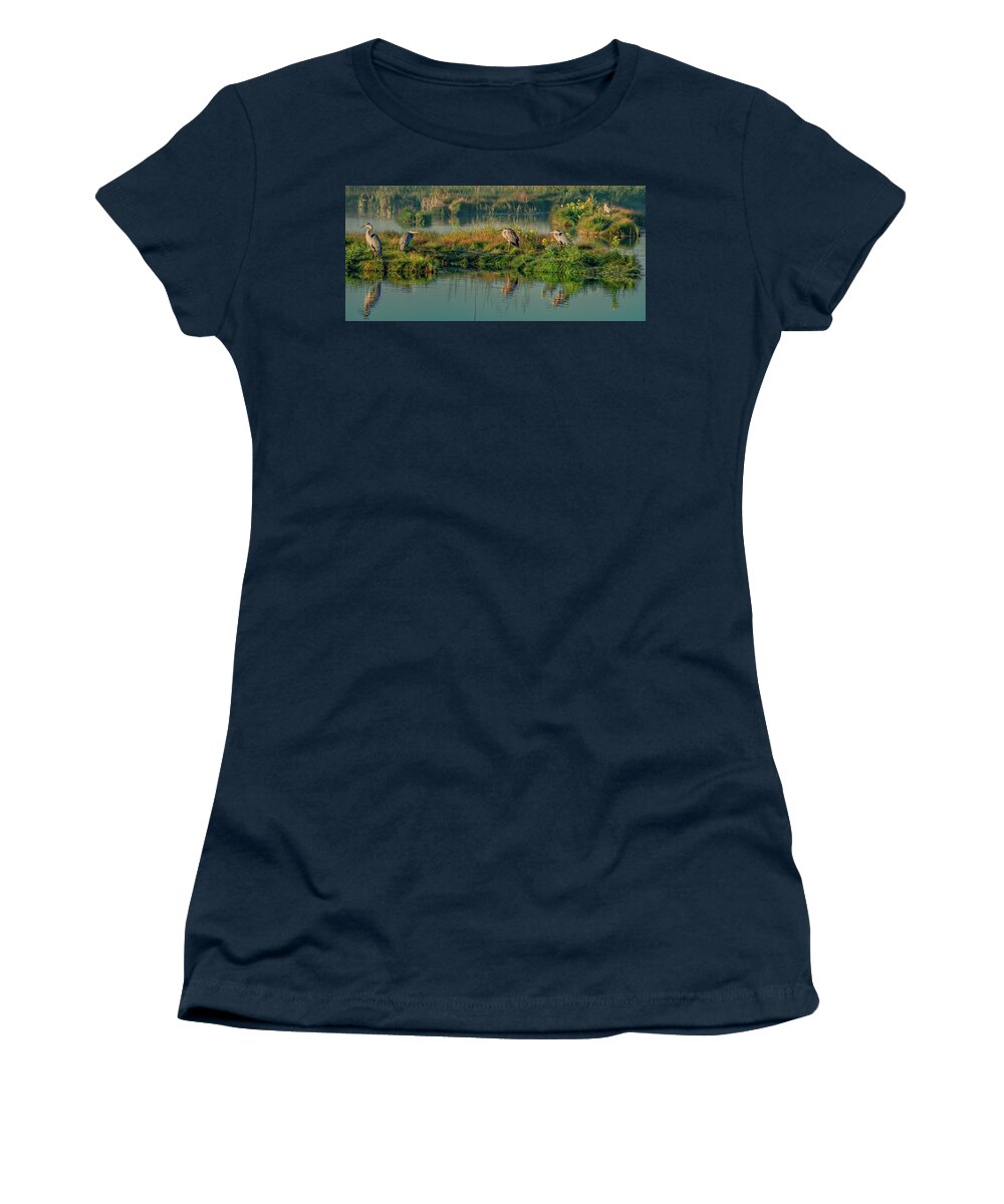 Pei Women's T-Shirt featuring the photograph Just a Few Friends Planning Their Day by Marcy Wielfaert