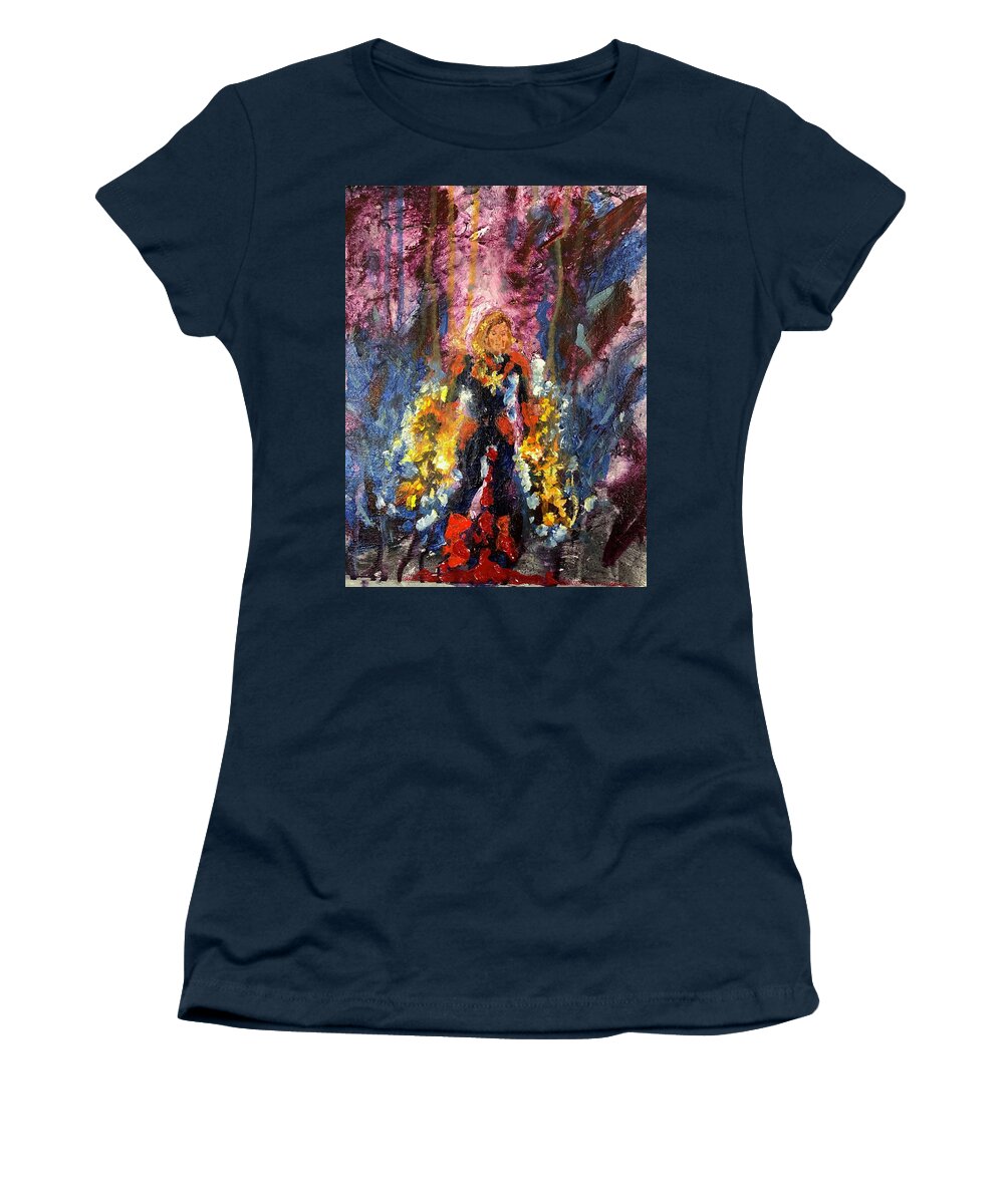 Marvel Women's T-Shirt featuring the painting Just A Girl by Bethany Beeler