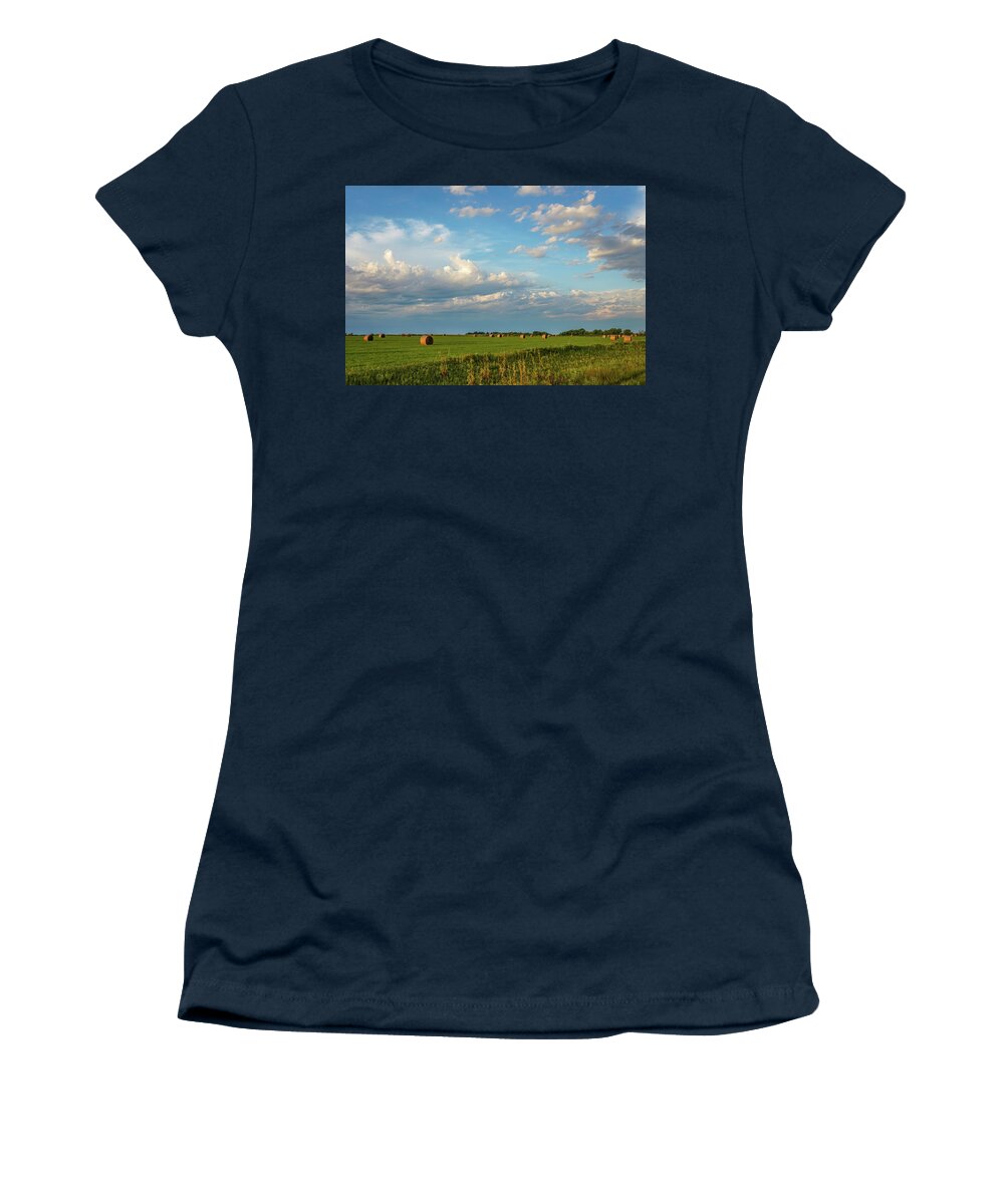 Kansas Women's T-Shirt featuring the photograph Kansas Hay Bales by Jim Mathis