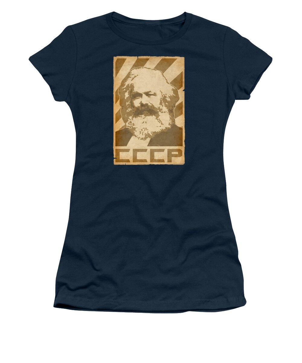 Karl Women's T-Shirt featuring the digital art Karl Marx CCCP Retro Propaganda by Megan Miller