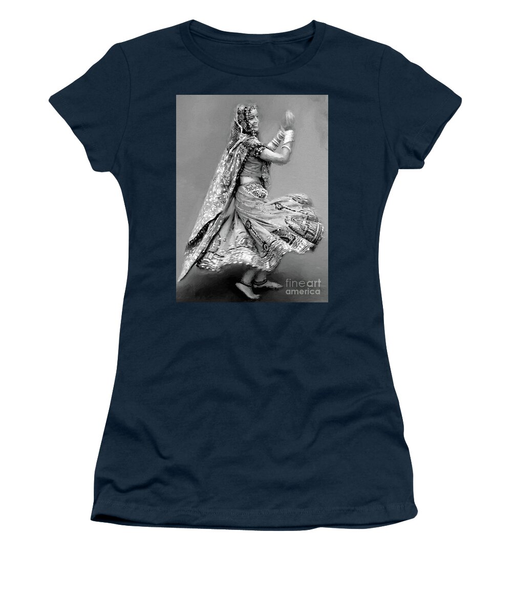 Kathak Women's T-Shirt featuring the painting Kathak dancer Female 34 by Gull G