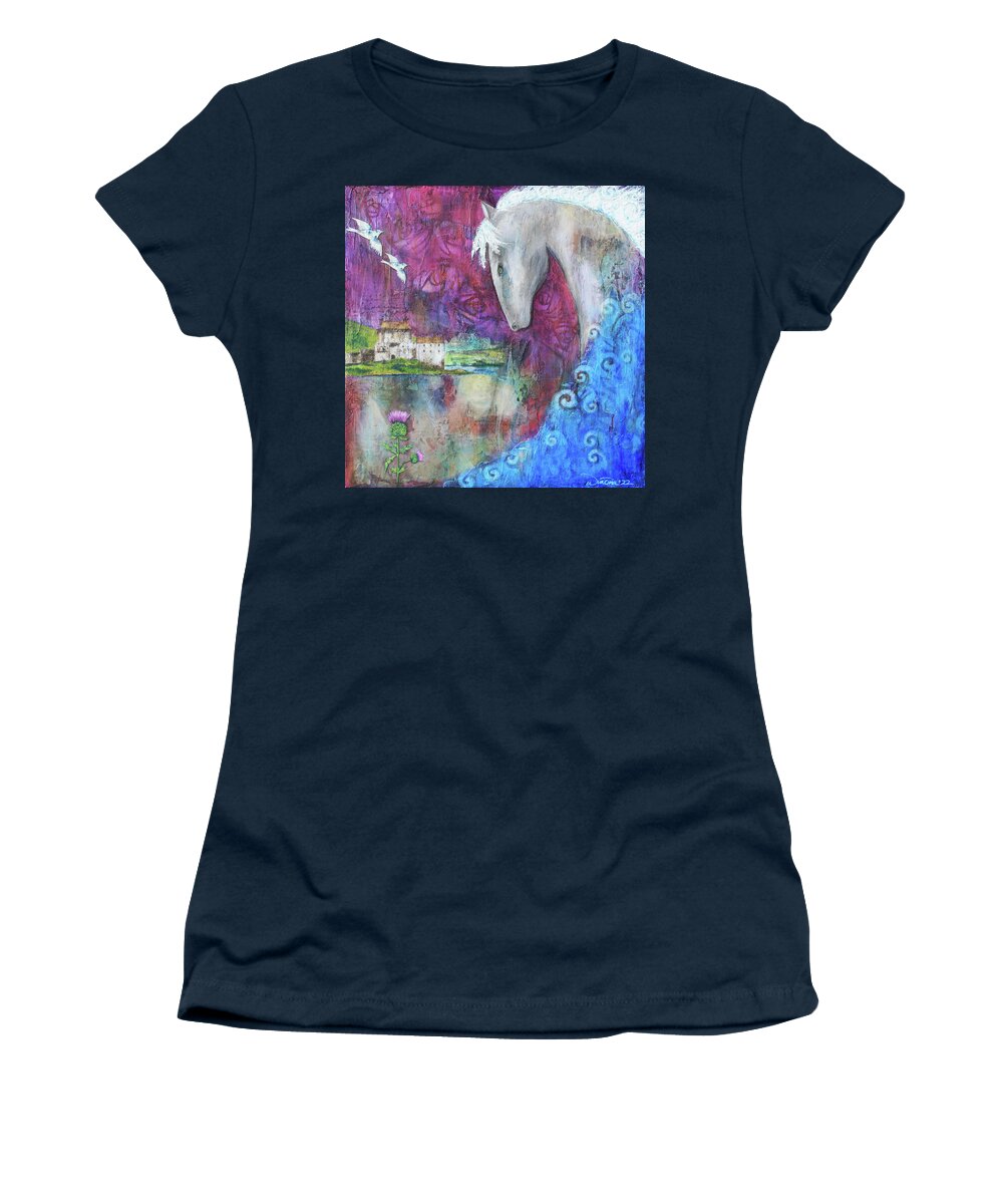 Kelpie Women's T-Shirt featuring the painting Kelpie by Winona's Sunshyne