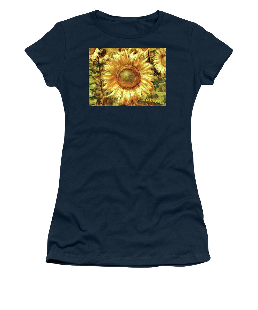 Sunflower Women's T-Shirt featuring the digital art Kissed by the Sun by Dave Lee