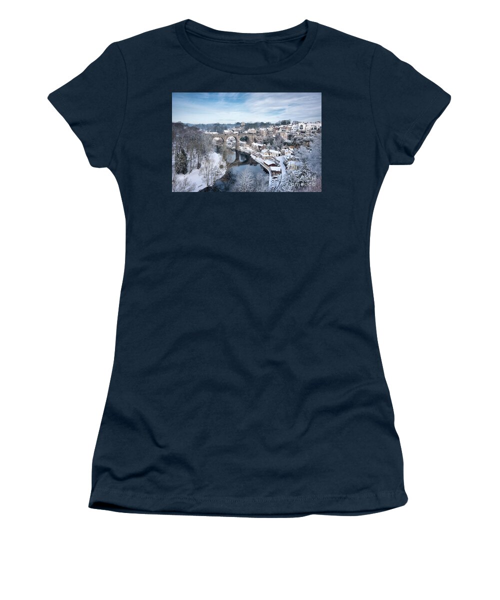England Women's T-Shirt featuring the photograph Knaresborough In The Snow by Tom Holmes Photography