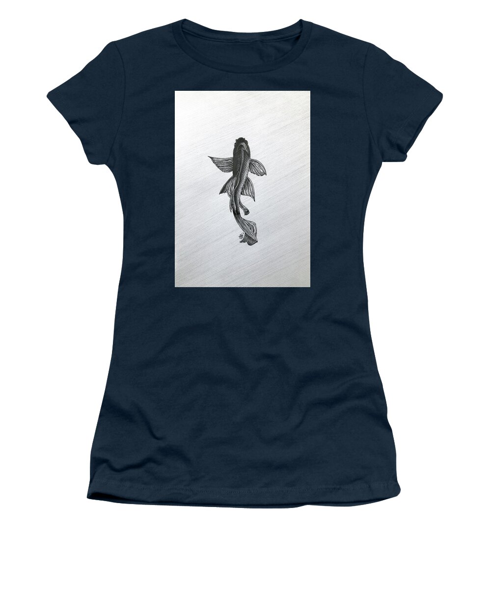 Koi Carp Women's T-Shirt featuring the drawing Koi Carp by Creative Spirit