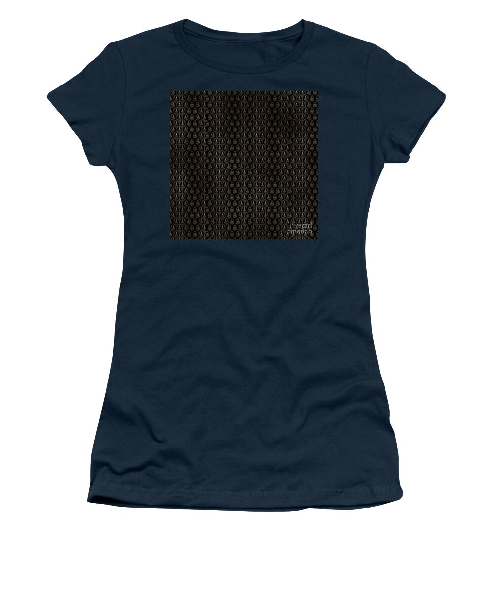 Art Women's T-Shirt featuring the digital art Kristana - Gold Black Art Deco Seamless Pattern by Sambel Pedes