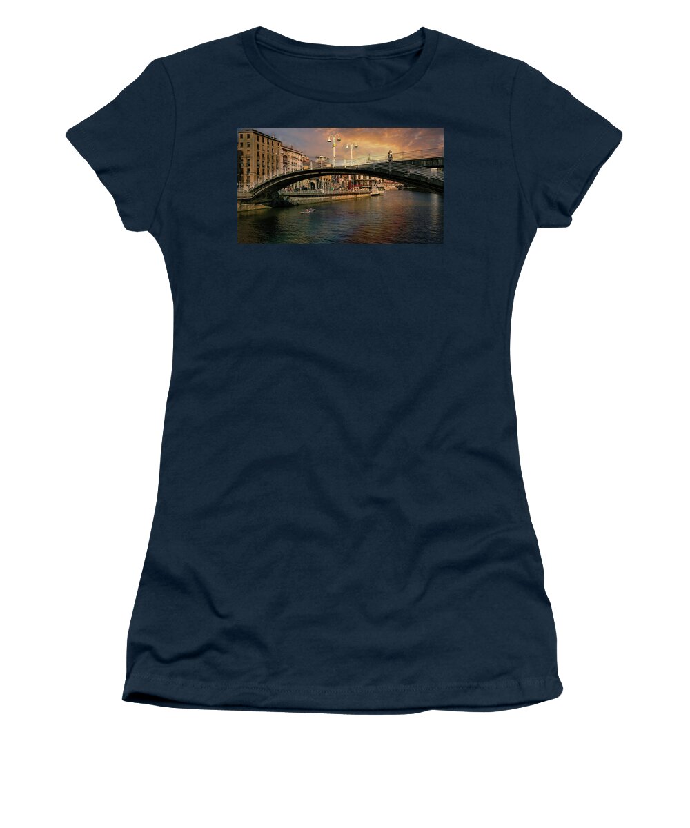 Erriberako Zubia Women's T-Shirt featuring the photograph La Ribera Bridge by Micah Offman
