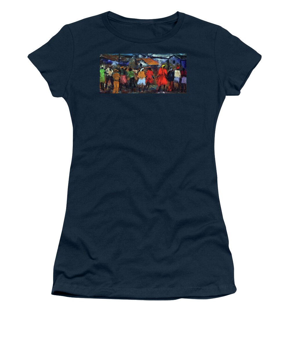  Women's T-Shirt featuring the painting Lady In Red by Joe Maseko