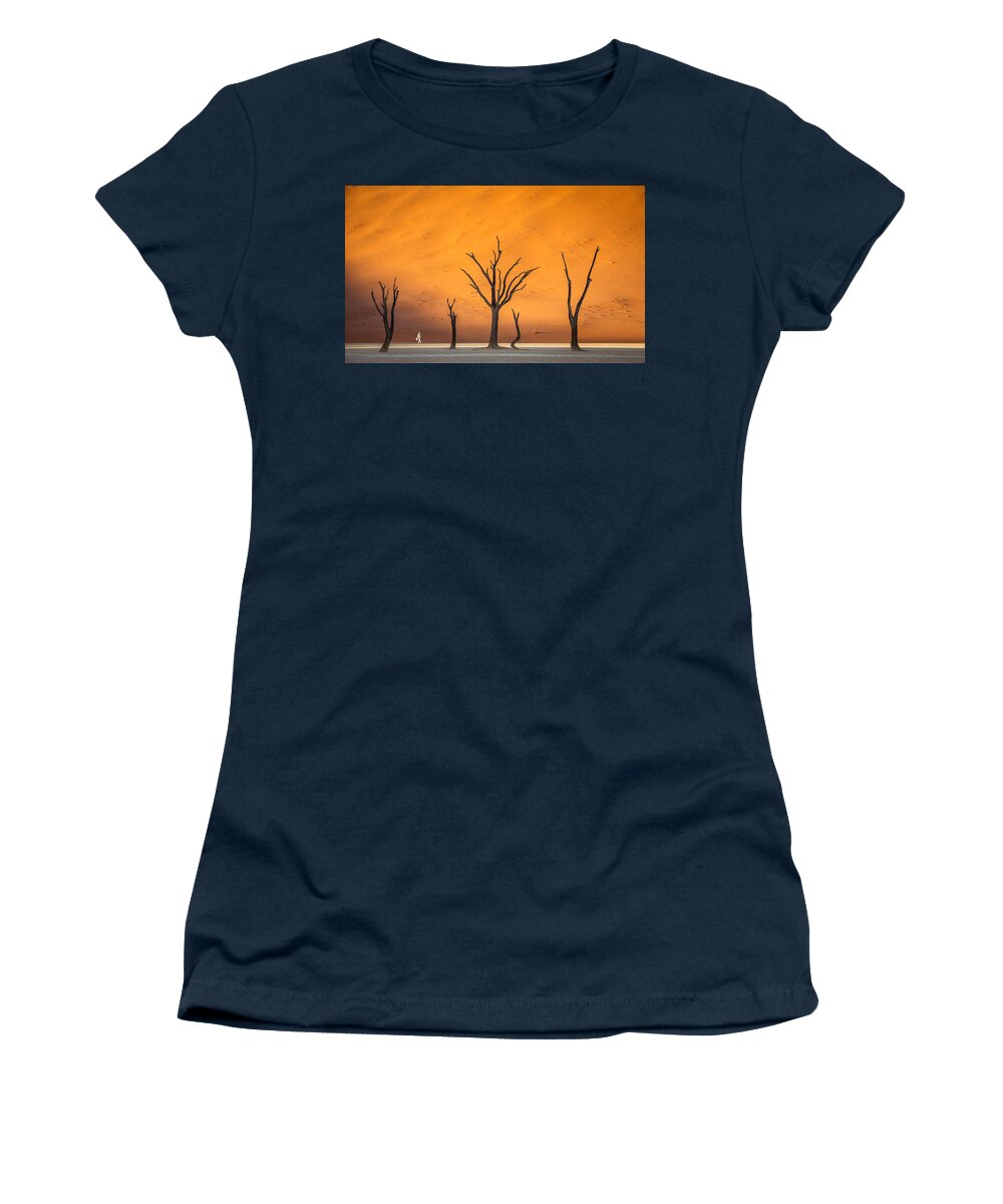 Deadvlei Women's T-Shirt featuring the photograph Lady in White by Peter Boehringer