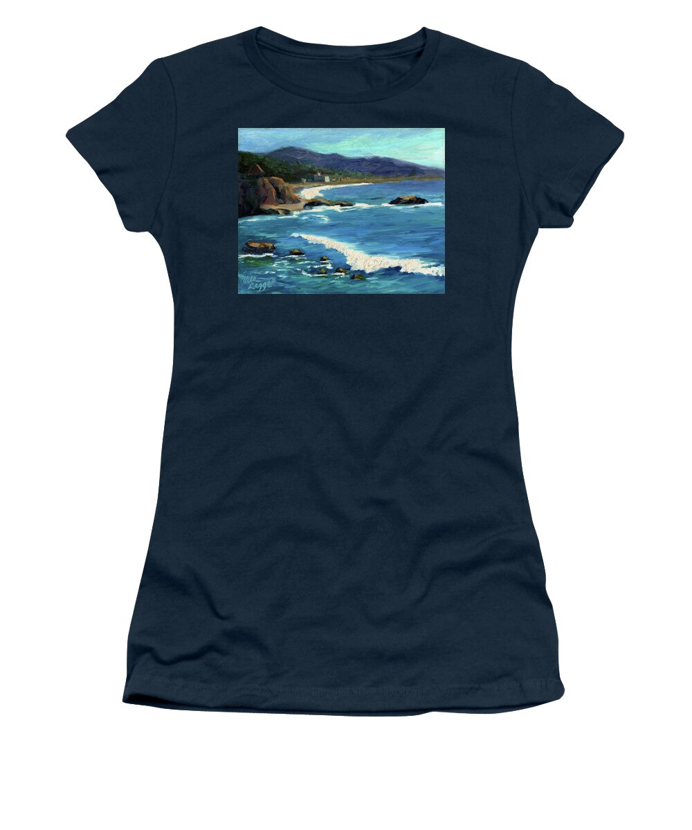 Ocean Women's T-Shirt featuring the painting Laguna Beach View by Alice Leggett