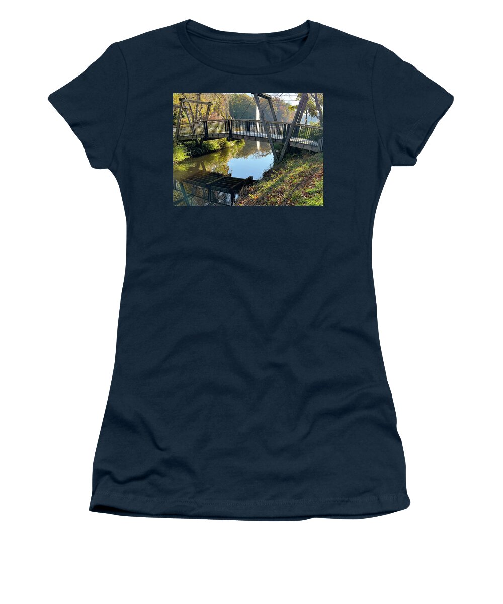 Bridge Women's T-Shirt featuring the photograph Lake Anne Bridge by Charles Kraus