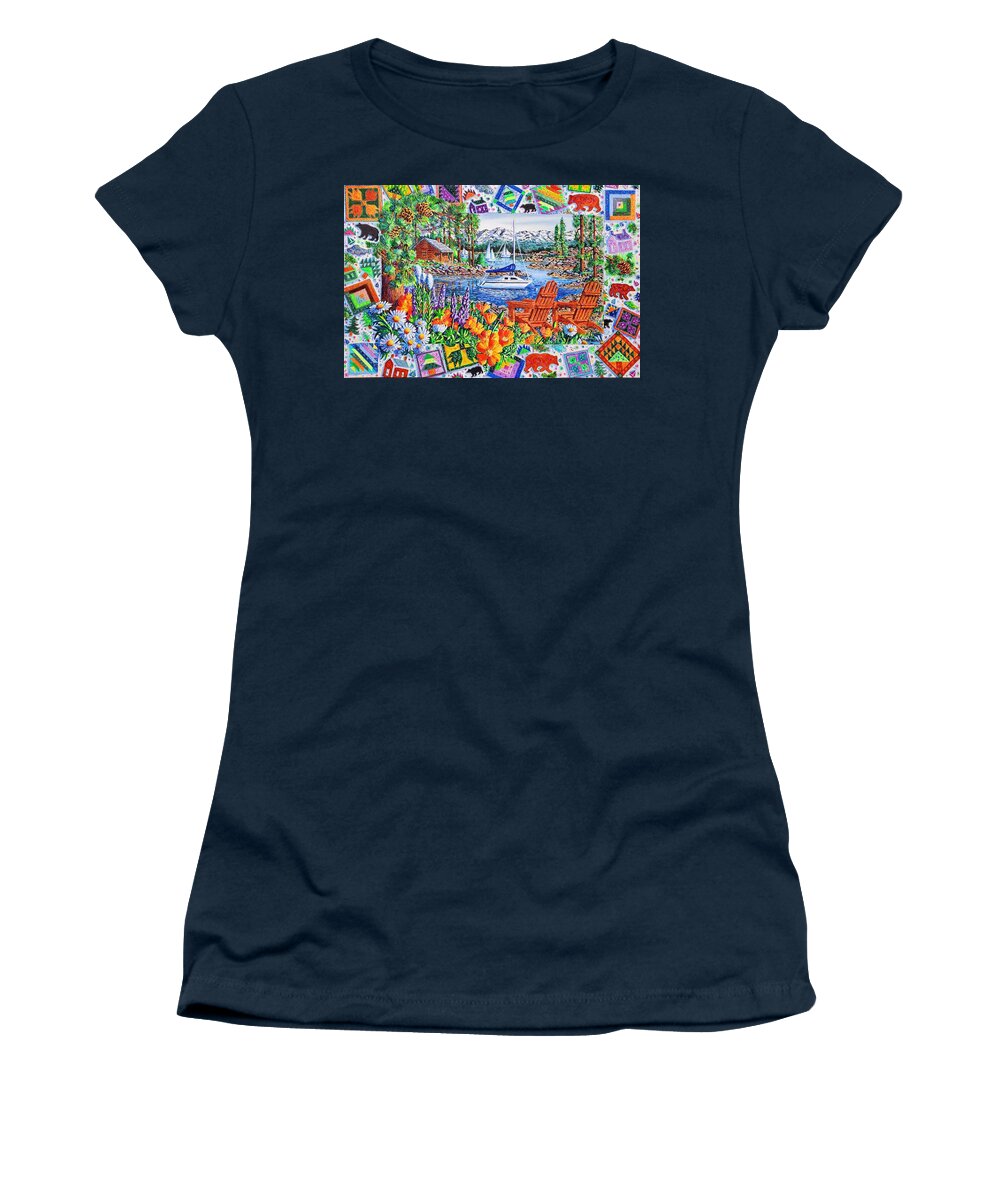 Lake Women's T-Shirt featuring the painting Lakeside Retreat by Diane Phalen