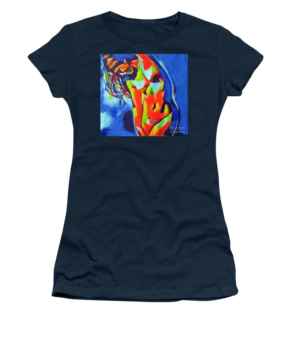 Woman Women's T-Shirt featuring the painting Lamplight by Helena Wierzbicki