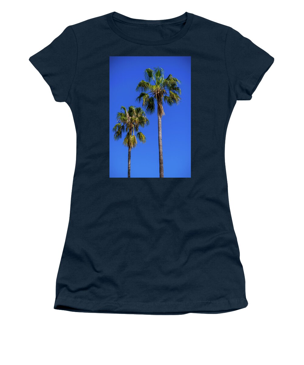 #nature #photography #naturephotography #love #photooftheday #travel #instagood #beautiful #art #picoftheday #photo #instagram #like #landscape #follow #naturelovers #happy #style #life #instadaily #fashion #beauty #smile #ig #travelphotography #photographer #sunset #palmas#greenandblue Women's T-Shirt featuring the photograph Las Dos Palmas by Angela Carrion Photography