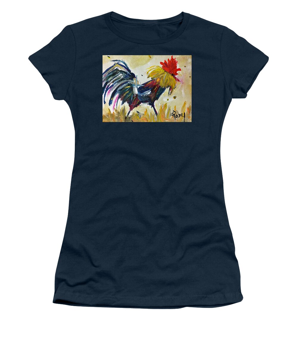 Rooster Women's T-Shirt featuring the painting Le Coq by Roxy Rich