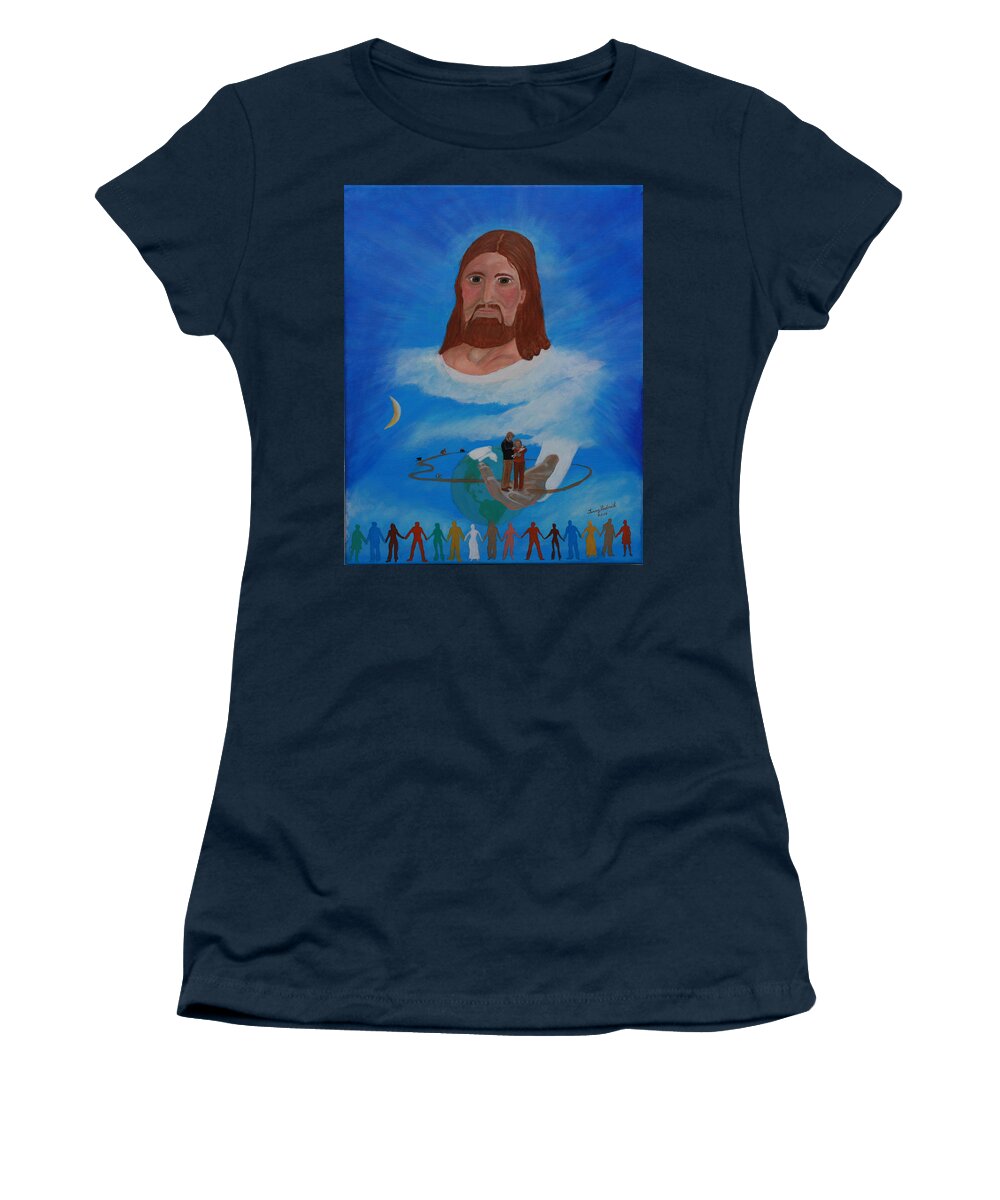 Jesus Women's T-Shirt featuring the painting Lean into my Love by Terry Frederick