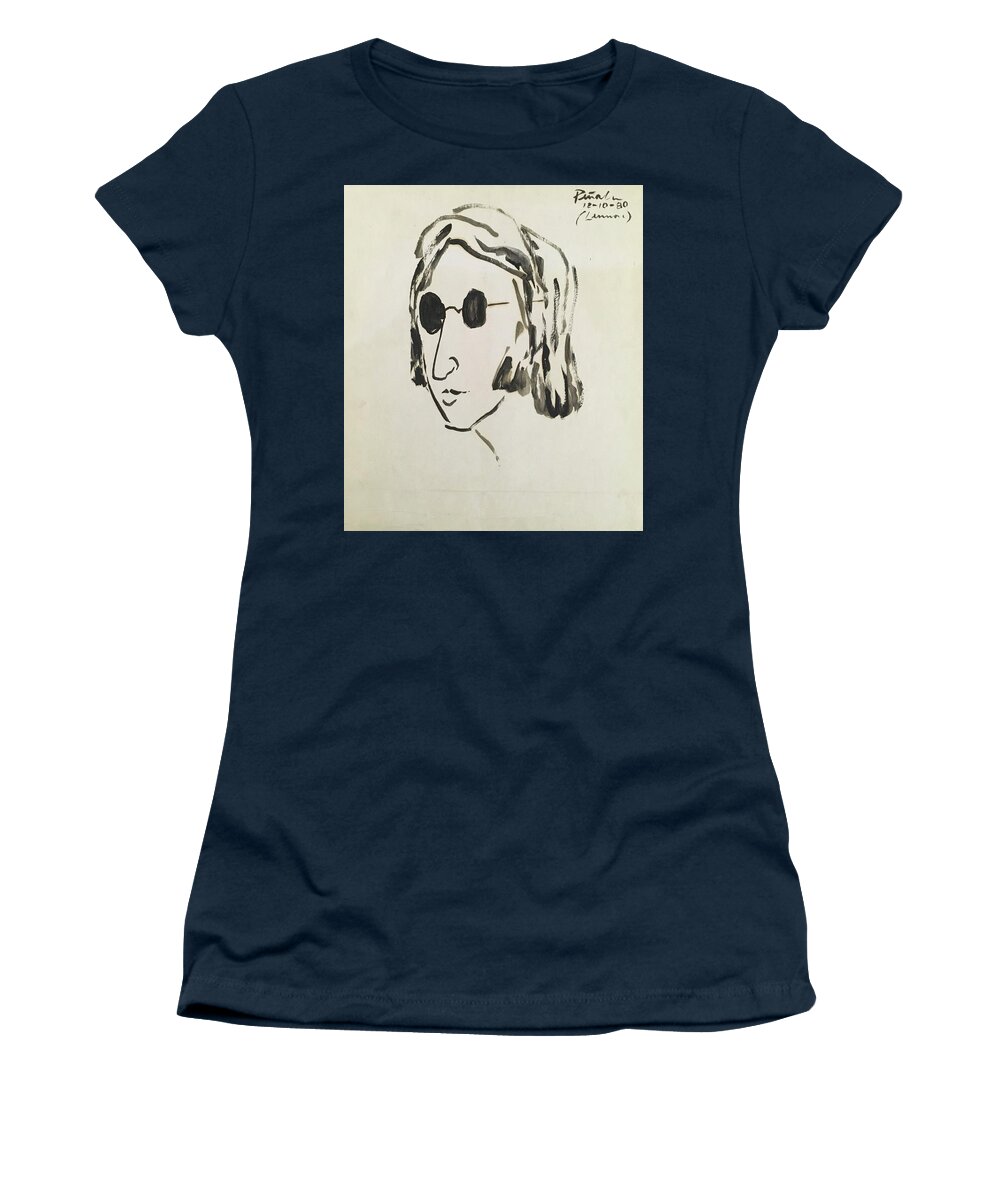 Ricardosart37 Women's T-Shirt featuring the painting Lennon 12-10-80 by Ricardo Penalver deceased