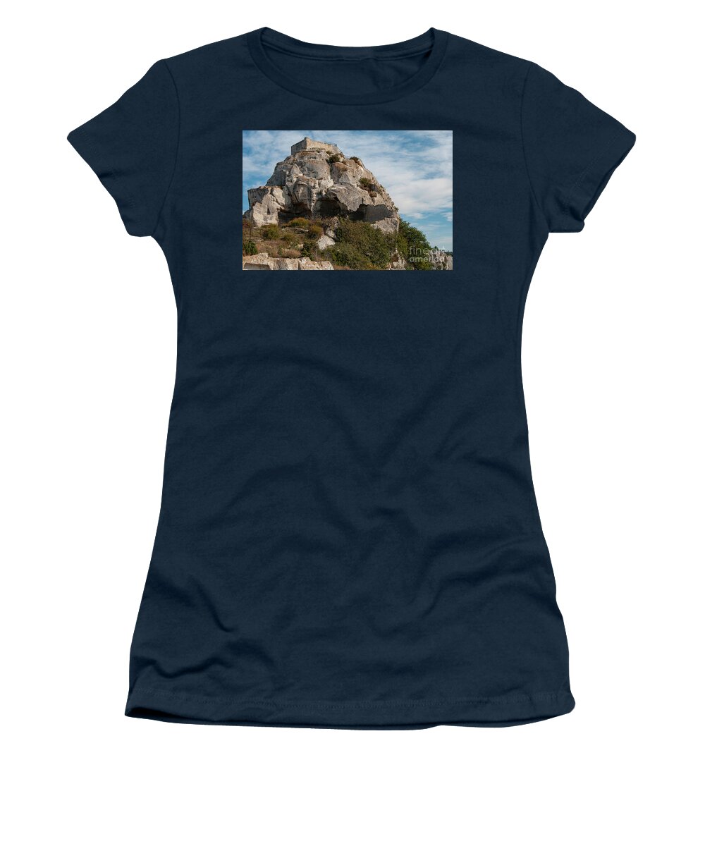 Les Baux-de-provence Women's T-Shirt featuring the photograph Les Baux Hilltop Chateau by Bob Phillips