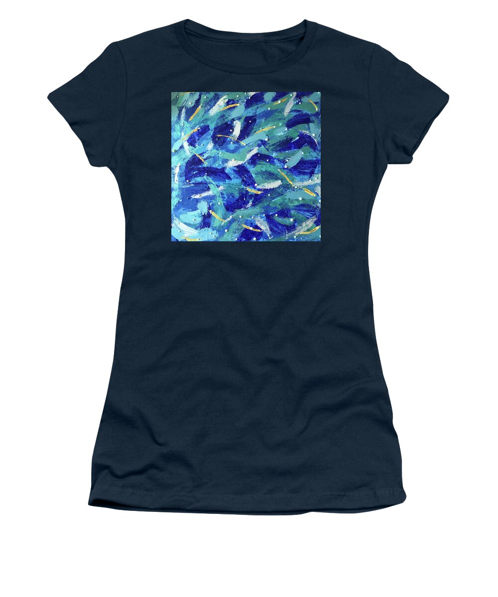 Abstract Art Women's T-Shirt featuring the mixed media Les Michaels by Medge Jaspan