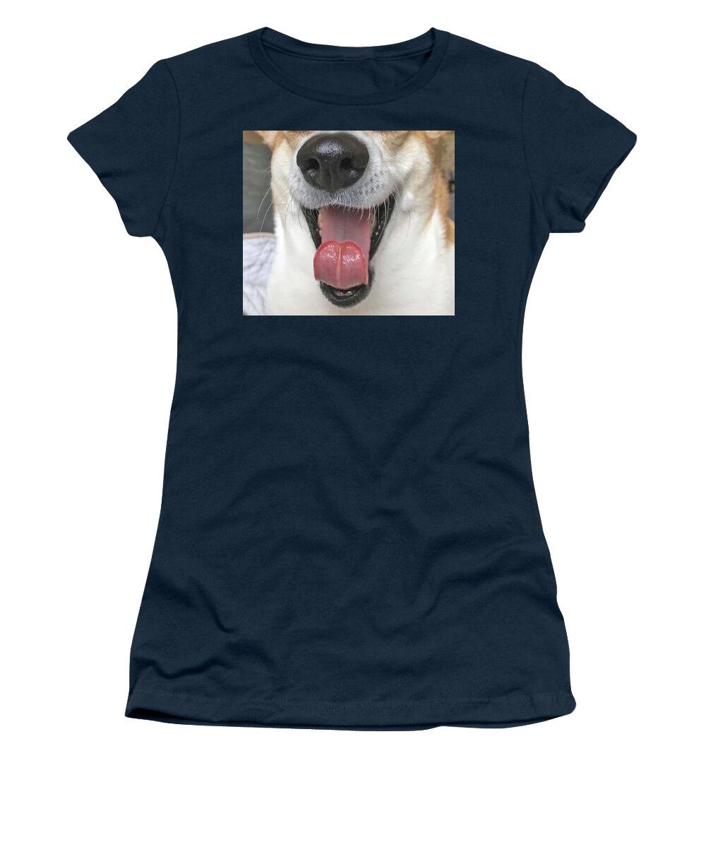 Dog Women's T-Shirt featuring the painting Lesley Minto-Viznei b by Nadi Spencer