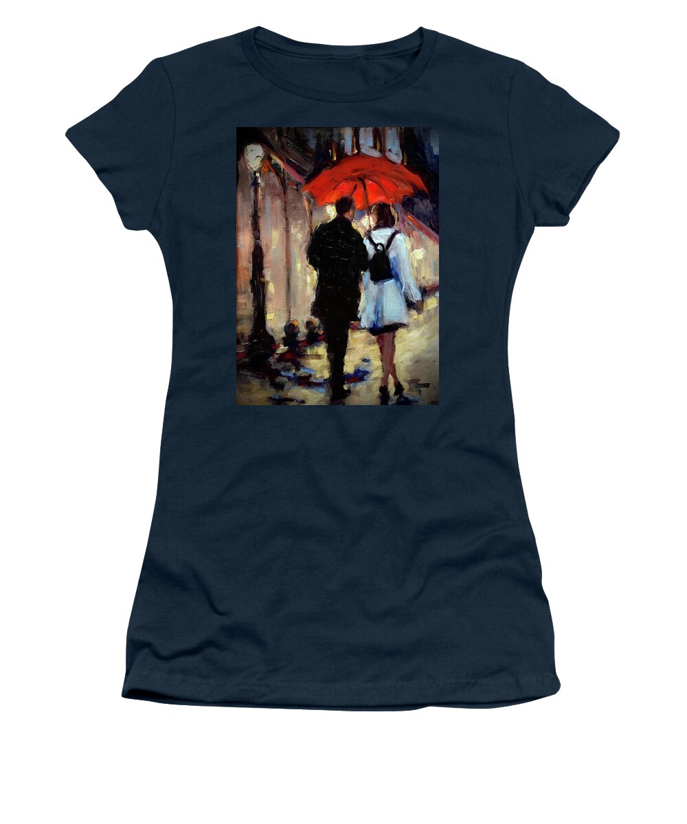 Figurative Women's T-Shirt featuring the painting Lets do dinner by Ashlee Trcka