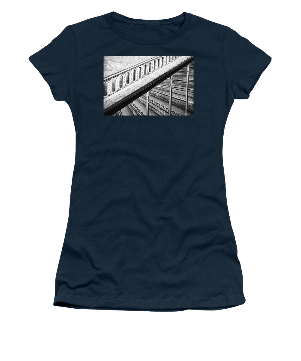 Nyc Women's T-Shirt featuring the photograph Library Staircase and Railing - Manhattan by Stuart Litoff
