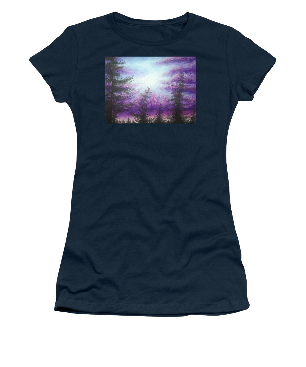 Purple Sunset Women's T-Shirt featuring the painting Light Gaze by Jen Shearer