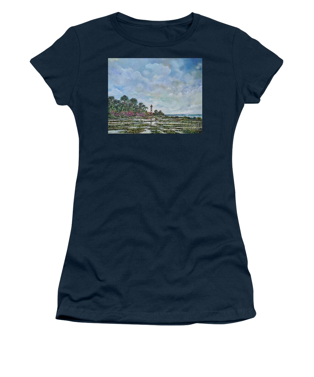 Nature Women's T-Shirt featuring the painting Lighthouse by Sinisa Saratlic