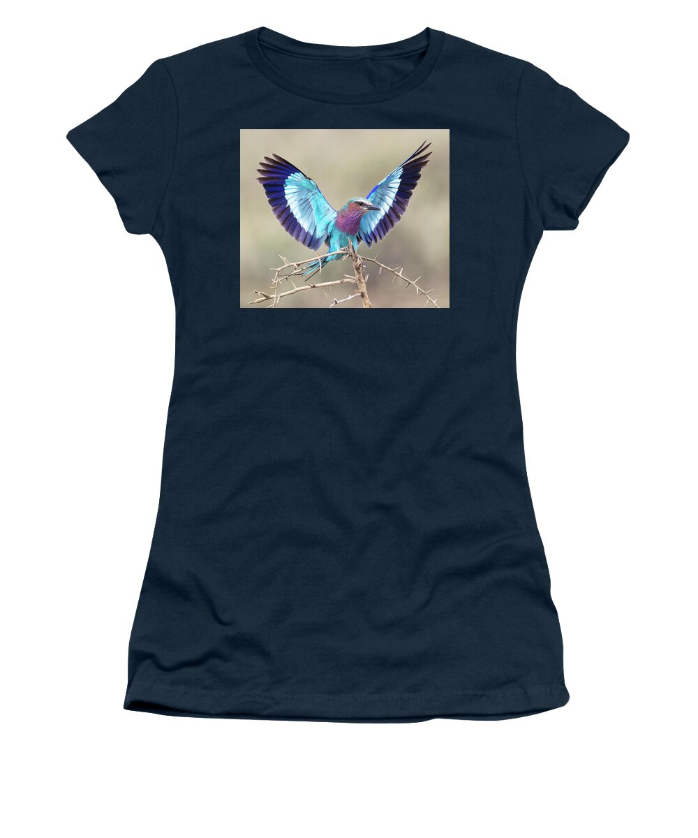 Lilac-breasted Roller Women's T-Shirt featuring the photograph Lilac-Breasted Roller by Max Waugh