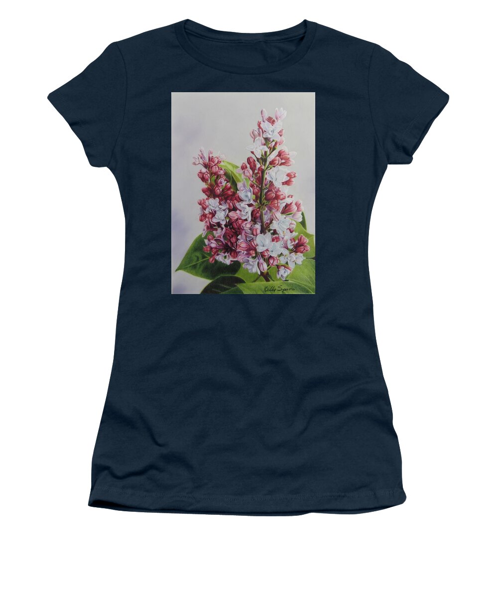 Floral Women's T-Shirt featuring the drawing Liliac by Kelly Speros