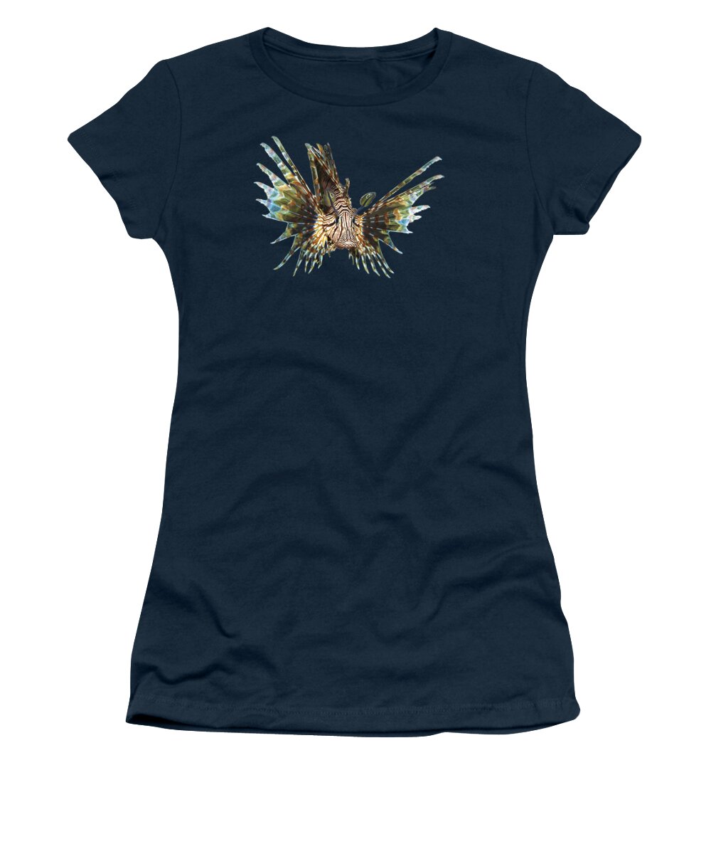 Abstract Women's T-Shirt featuring the mixed media Lionfish - Close and intense - Reduced to the MAX - by Ute Niemann
