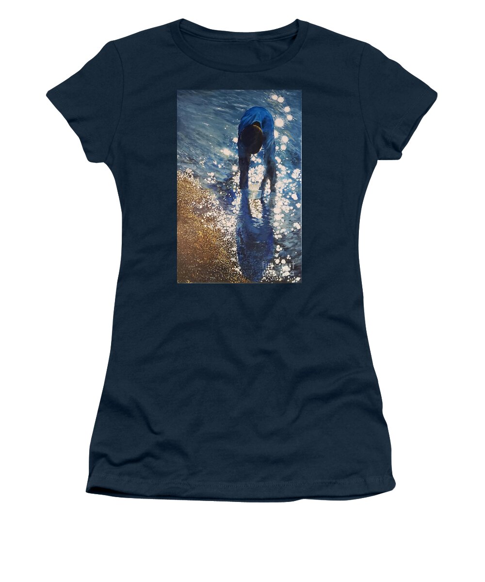 Liquid Light Women's T-Shirt featuring the painting Liquid Light by Merana Cadorette