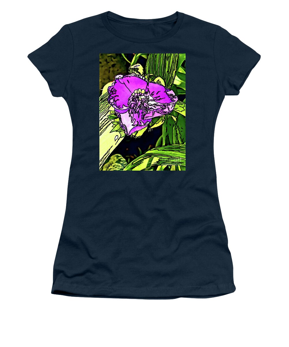 Purple Passion Women's T-Shirt featuring the digital art Little Flower Big Joy by Eileen Kelly