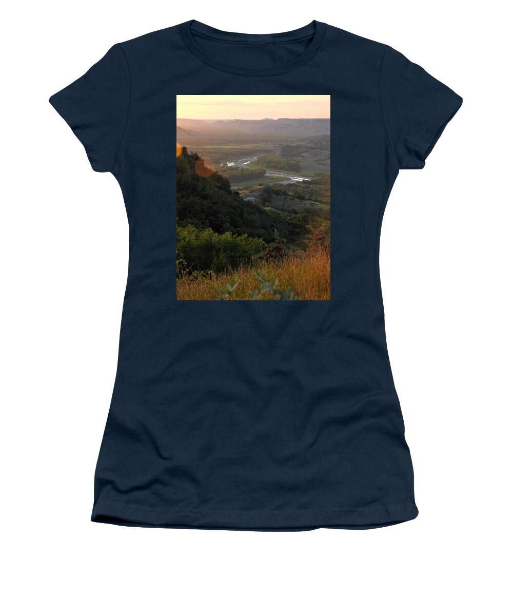 Sunset Women's T-Shirt featuring the photograph Little Missouri River Sunset by Amanda R Wright