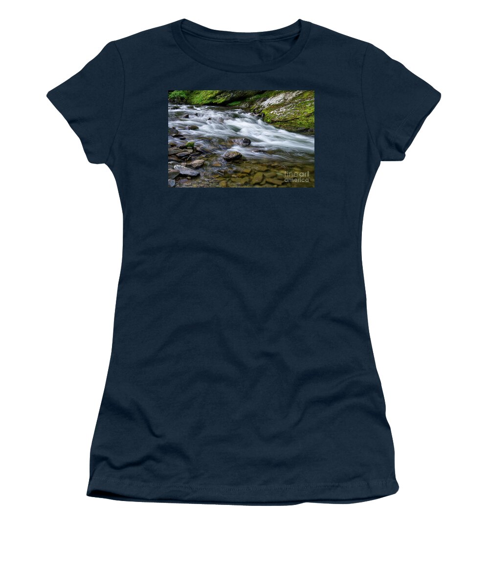 Smokies Women's T-Shirt featuring the photograph Little River Rapids 15 by Phil Perkins
