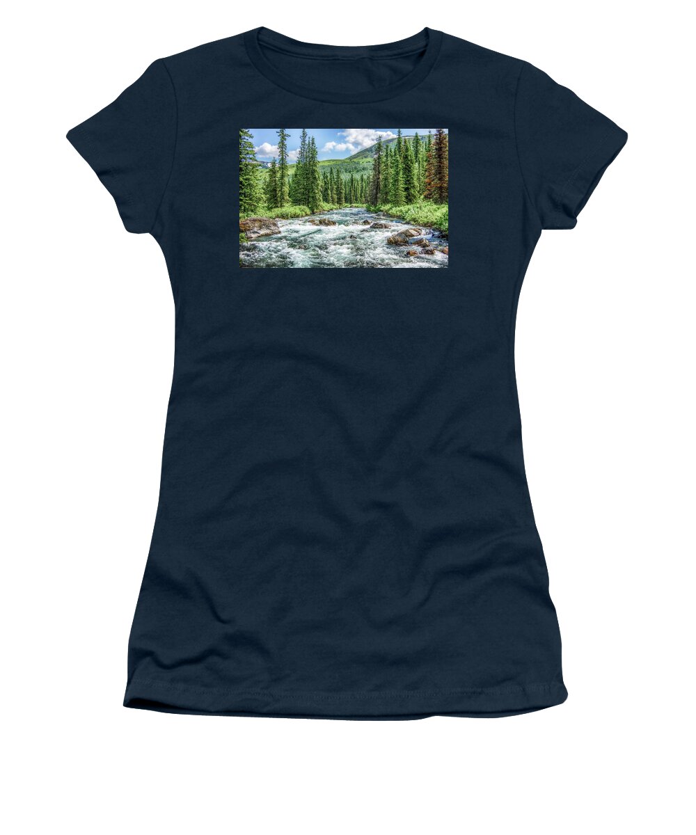 Little Susitna River Women's T-Shirt featuring the photograph Little Susitna River - Alaska by Dee Potter