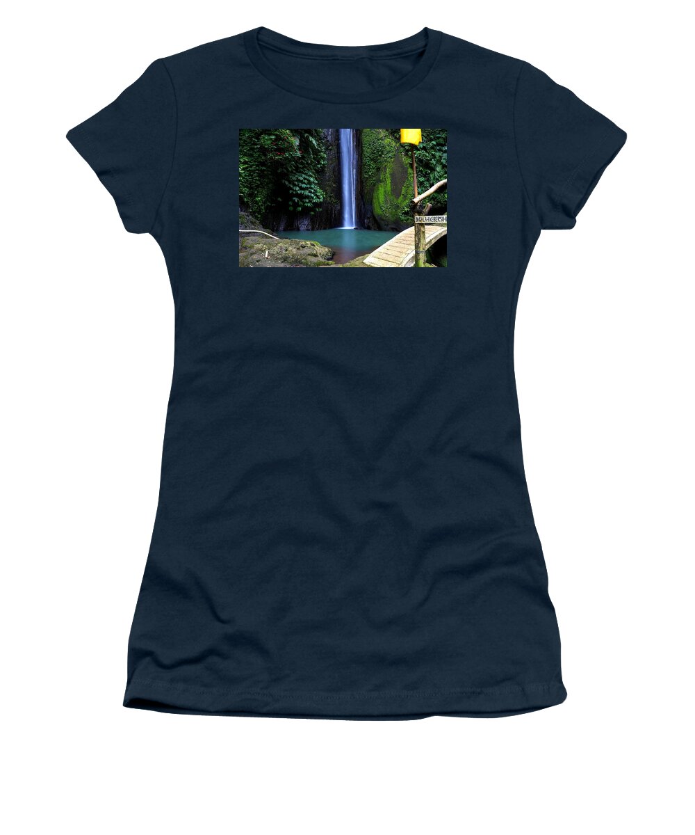 Waterfall Women's T-Shirt featuring the digital art Lonely waterfall by Worldvibes1
