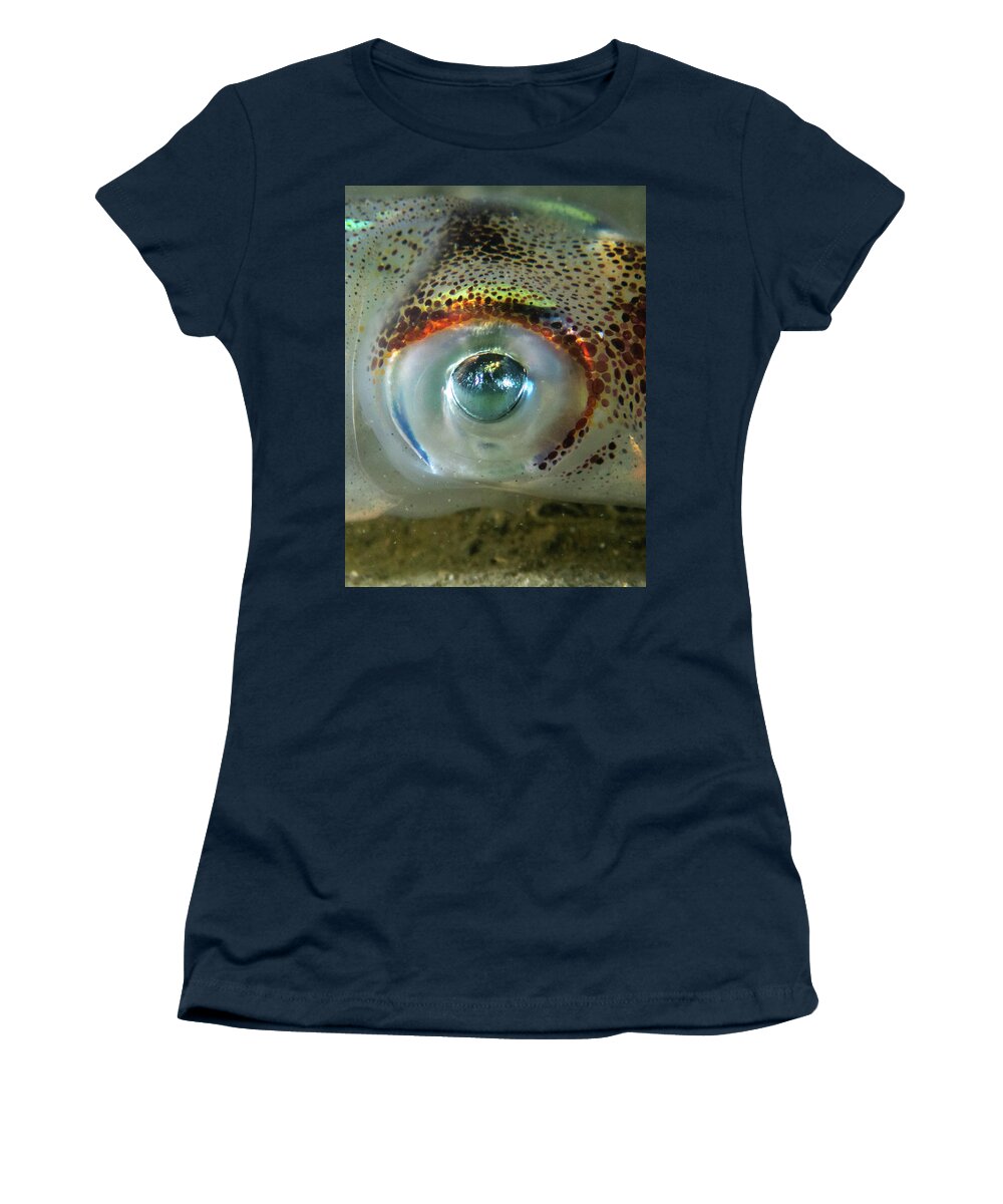 Squid Women's T-Shirt featuring the photograph Longfin Squid eye by Brian Weber